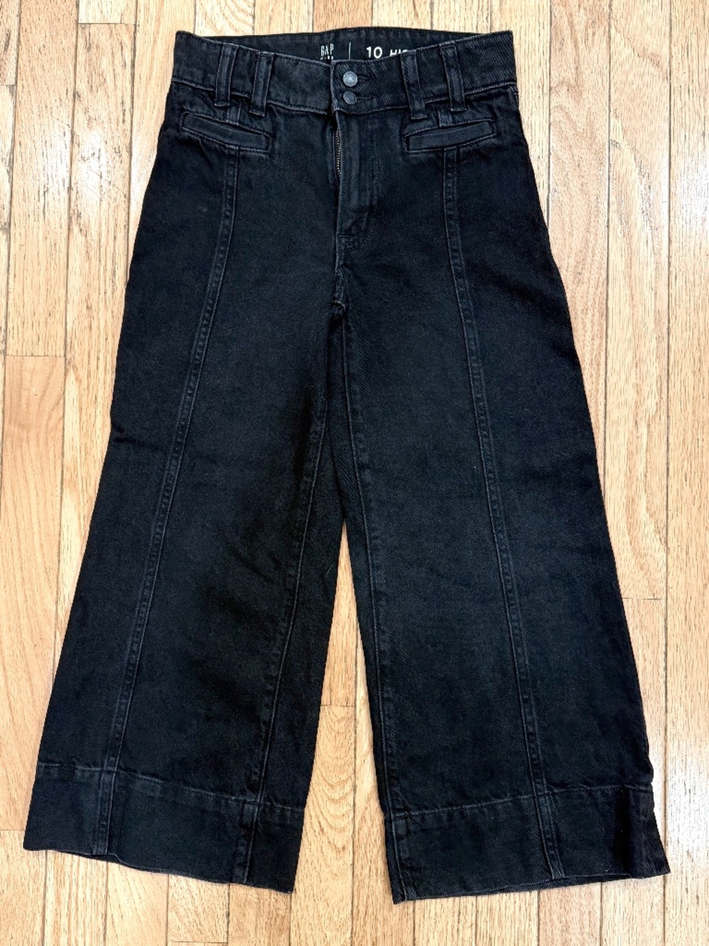 Gap Kids Girls Black High Stride Ankle Wide-Leg Jeans – Size 10